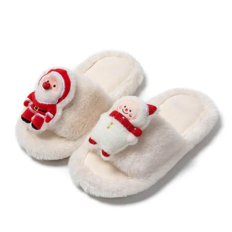 Santa Claus Open-Toe Cotton Slippers for Cozy Winter - ZA-Zola