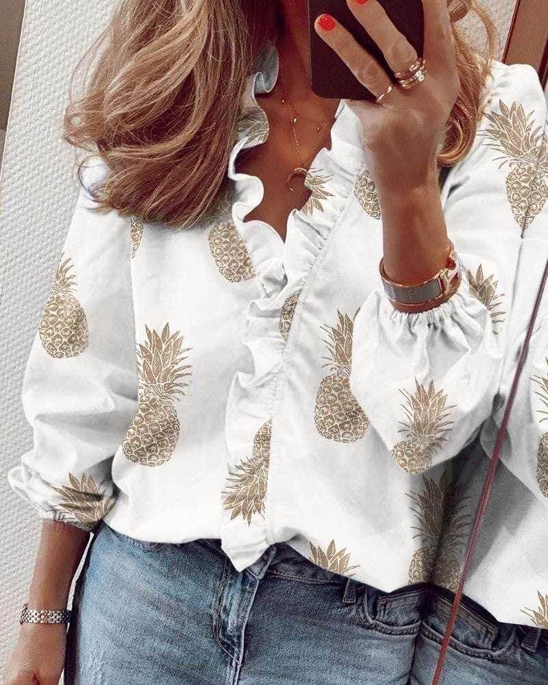 Ruffled Long Sleeve Shirt for Women - ZA-Zola