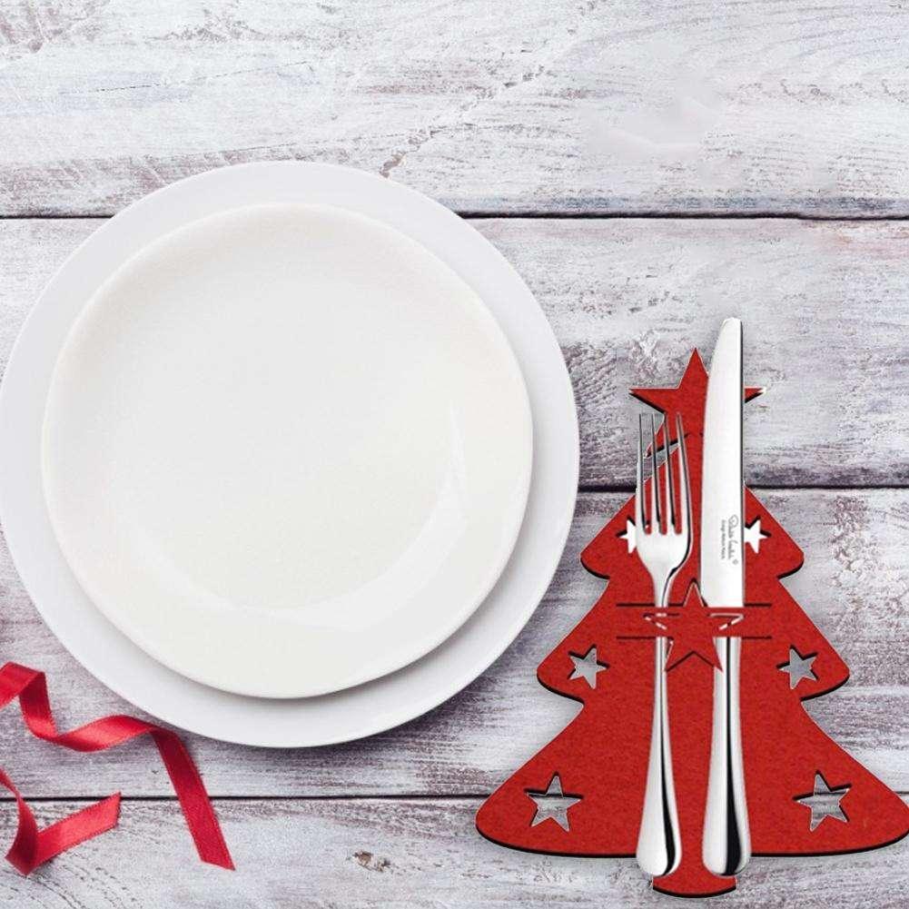 Christmas Tree Cutlery Set – 4-Piece Festive Red Table Decor - ZA-Zola
