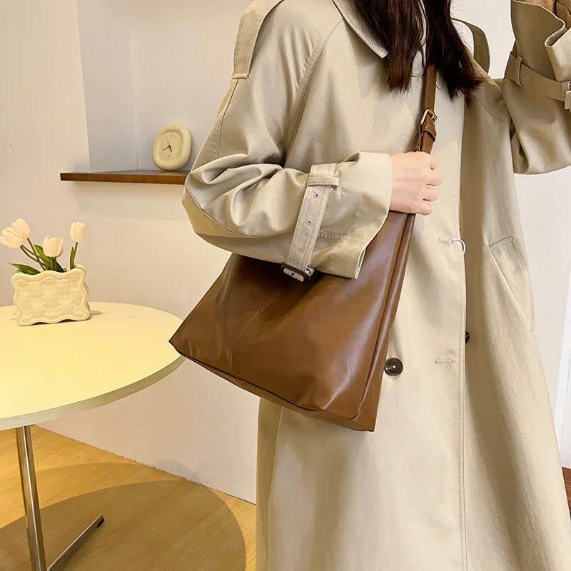 Large Capacity Commuter Tote Bag | Stylish White Ditch Bag - ZA-Zola