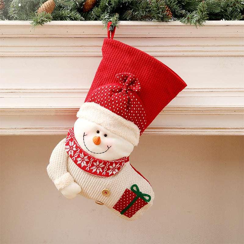 Knitted Christmas Stocking Santa Fireplace Decor - ZA-Zola
