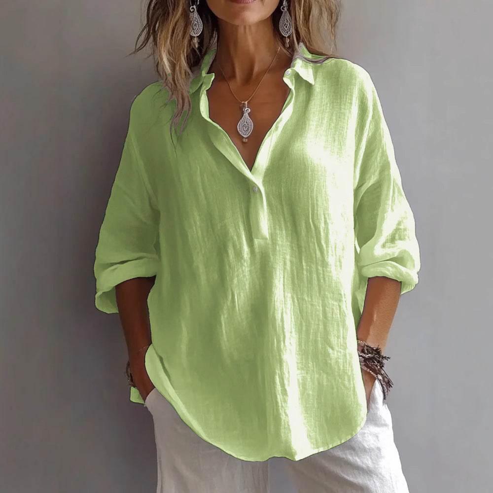Lapel Pullover Shirt – Women’s Long Sleeve - ZA-Zola