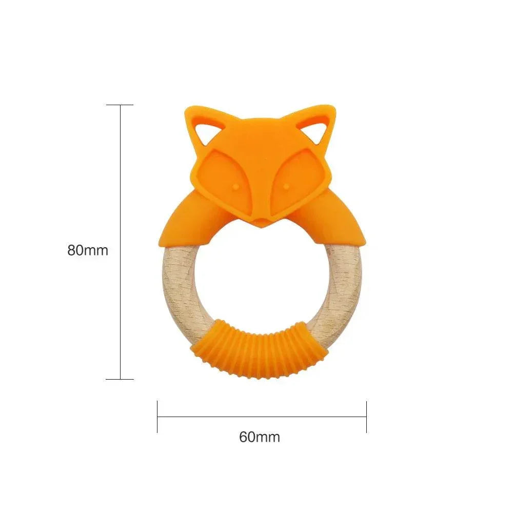Wooden Fox Baby Teether | Safe & Soft Silicone - ZA-Zola