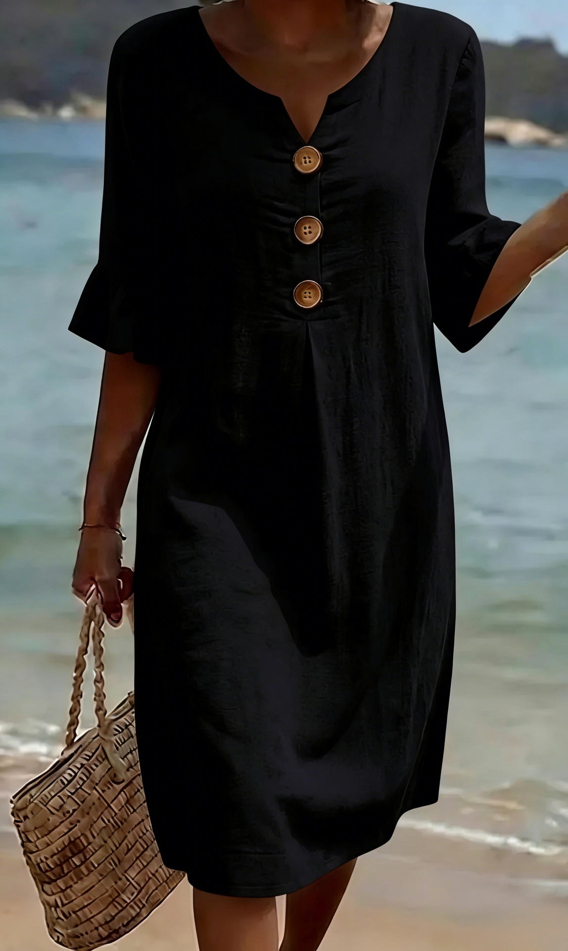 Summer Womens Solid Colored Cotton Dress | Casual A-Line Short Dress for Women