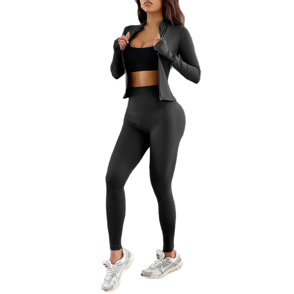Women Yoga Fitness Set Long Sleeve Top & Pants - ZA-Zola