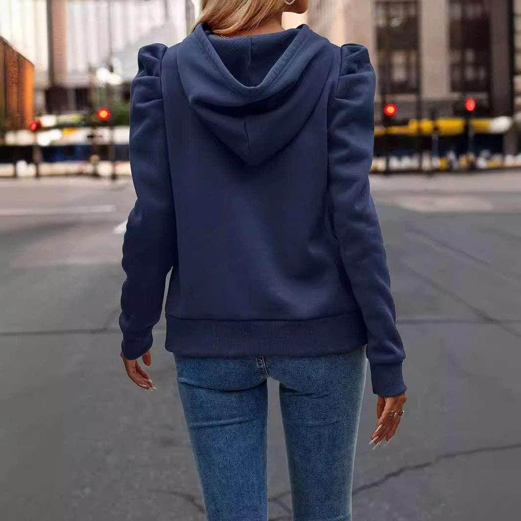 Solid Color Long Sleeve Casual Pullover Top - ZA-Zola