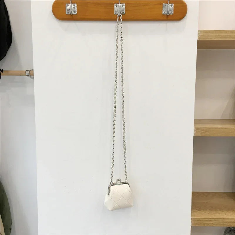 Mini Crossbody Earphone Bag with Rhombus Chain Design - ZA-Zola