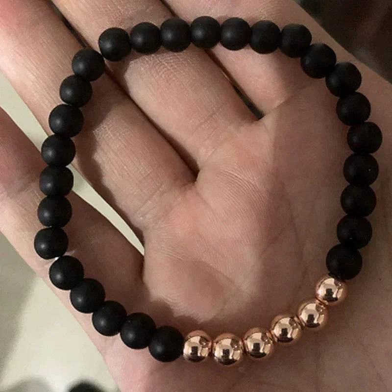 Crown Matte Black Copper Bead Bracelet Zircon - ZA-Zola