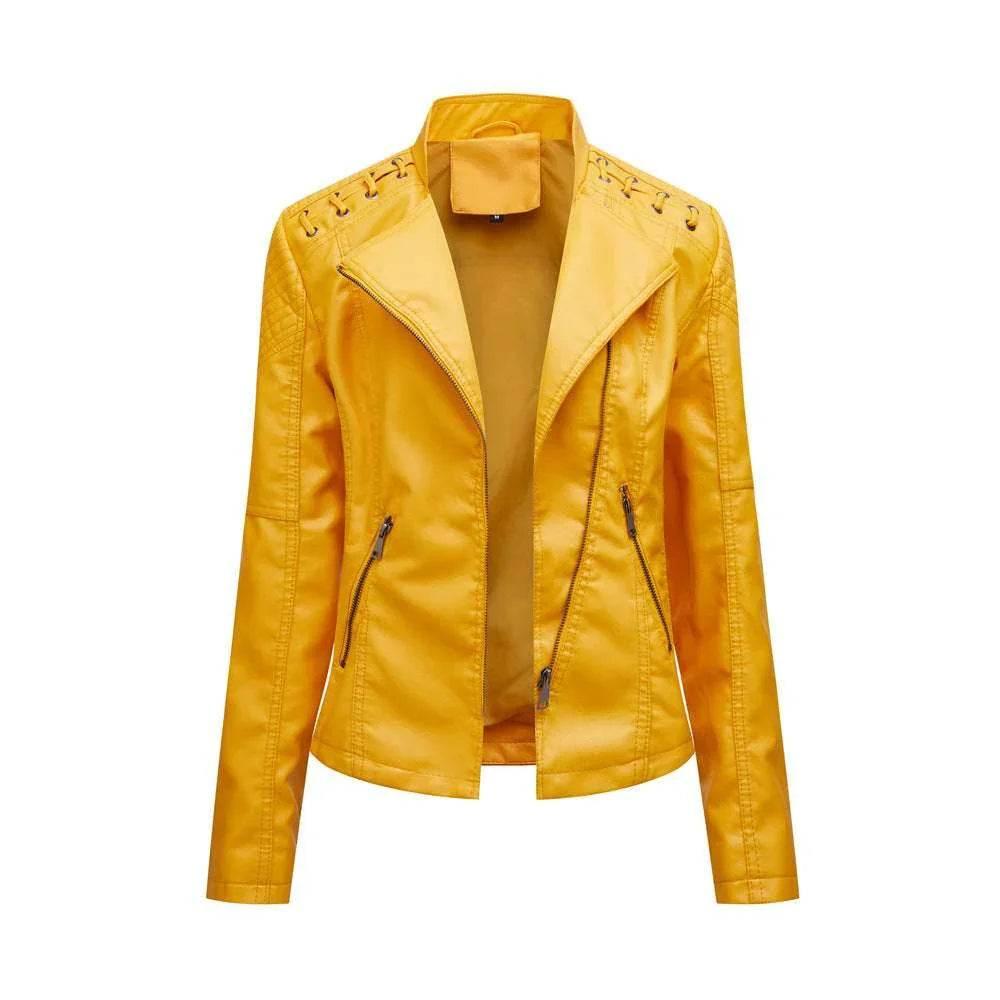 Women’s Slim Fit PU Leather Motorcycle Jacket - ZA-Zola