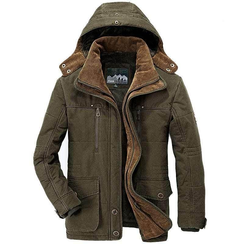 Thickened Multi-Pocket Hooded Men's Cotton Coat - ZA-Zola