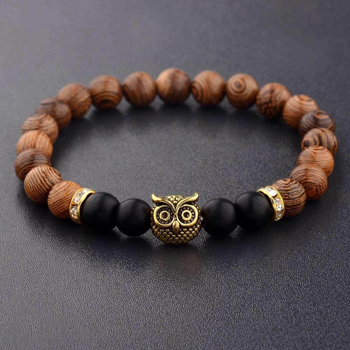 Owl Frosted Stone Wood Grain Bracelet – Unisex - ZA-Zola