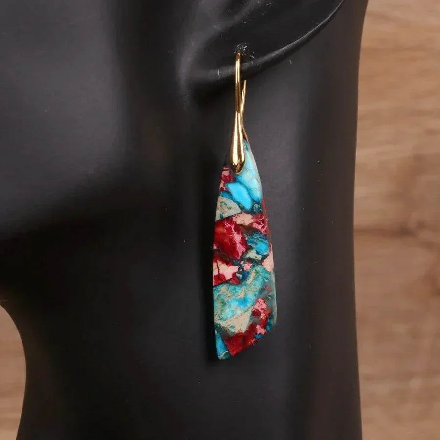 Geometric Flower Shape Pendant Earrings - ZA-Zola