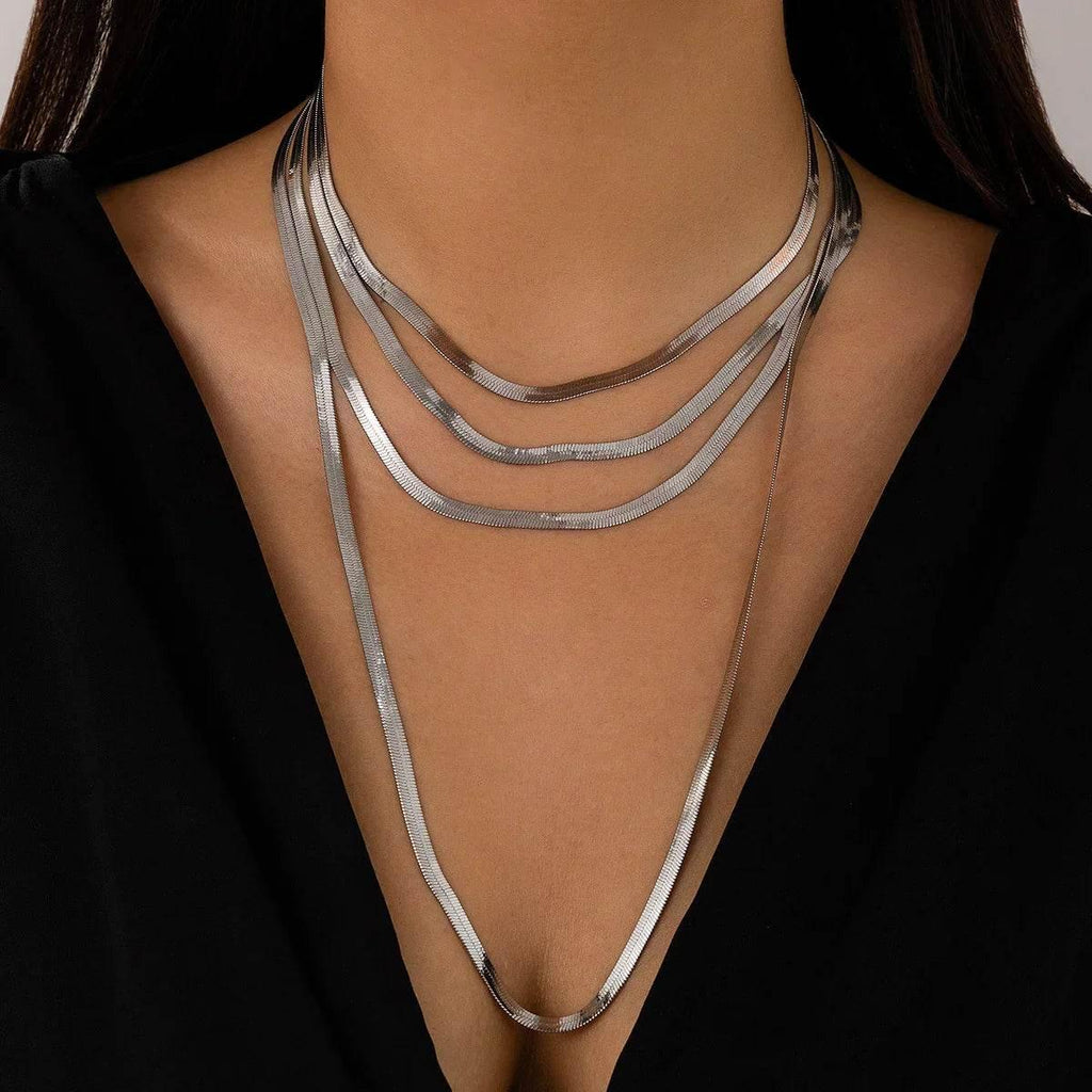 Flat Snake Bone Tassel Necklace – Multilayer Style - ZA-Zola