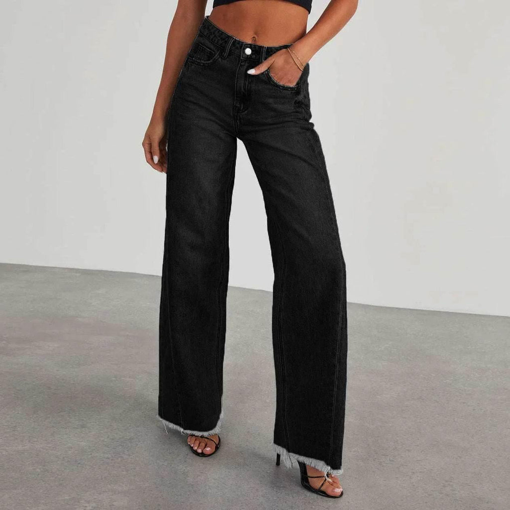 High Waist Straight Jeans with Pockets – Women - ZA-Zola