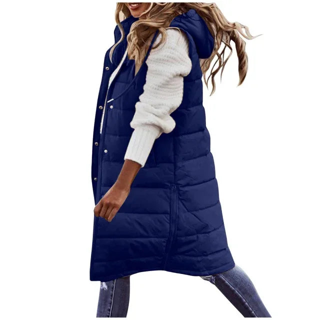 Women Sleeveless Down Jacket – Long Winter Puffer Coat - ZA-Zola