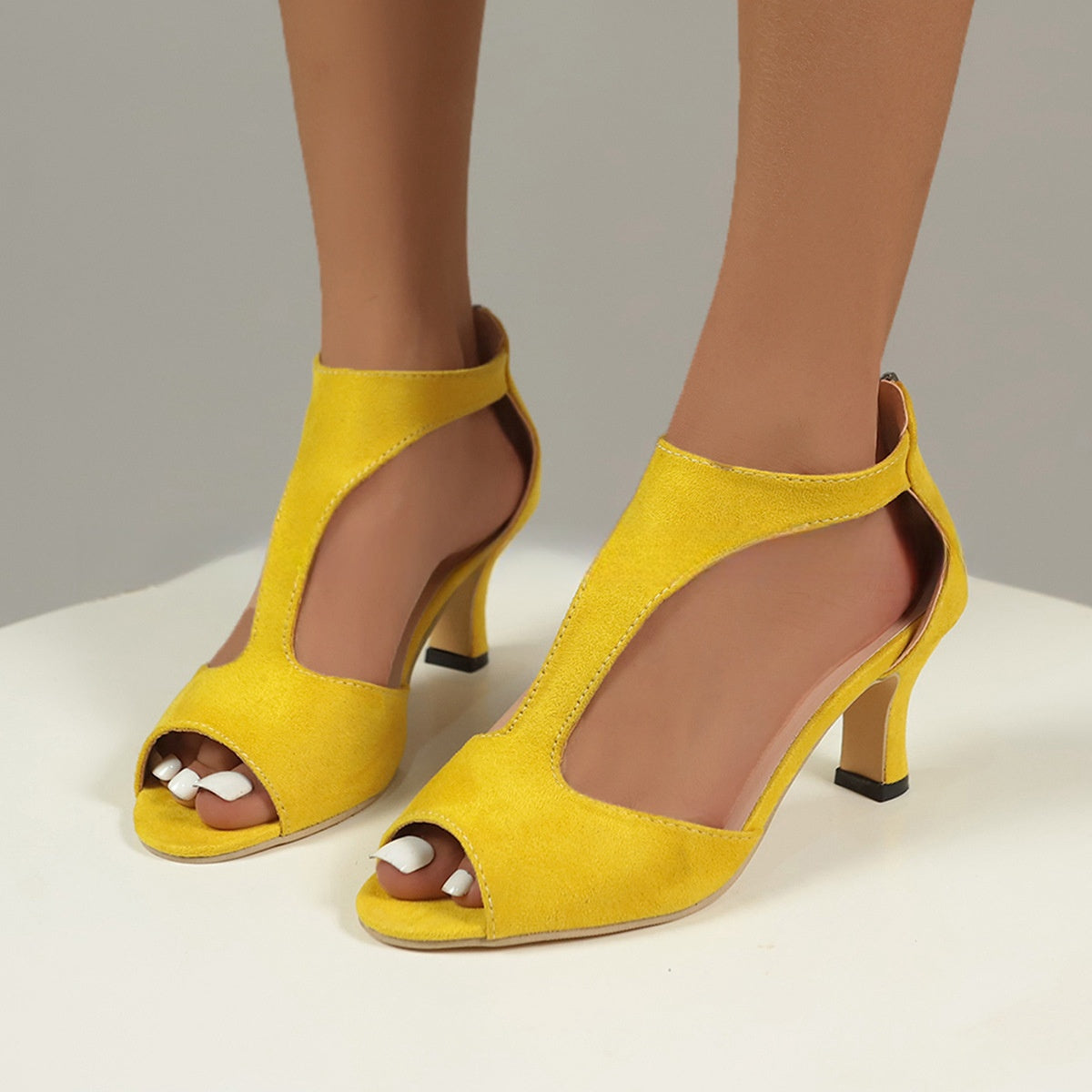 Women’s Peep Toe High Heel Zipper Dressy Summer Sandals