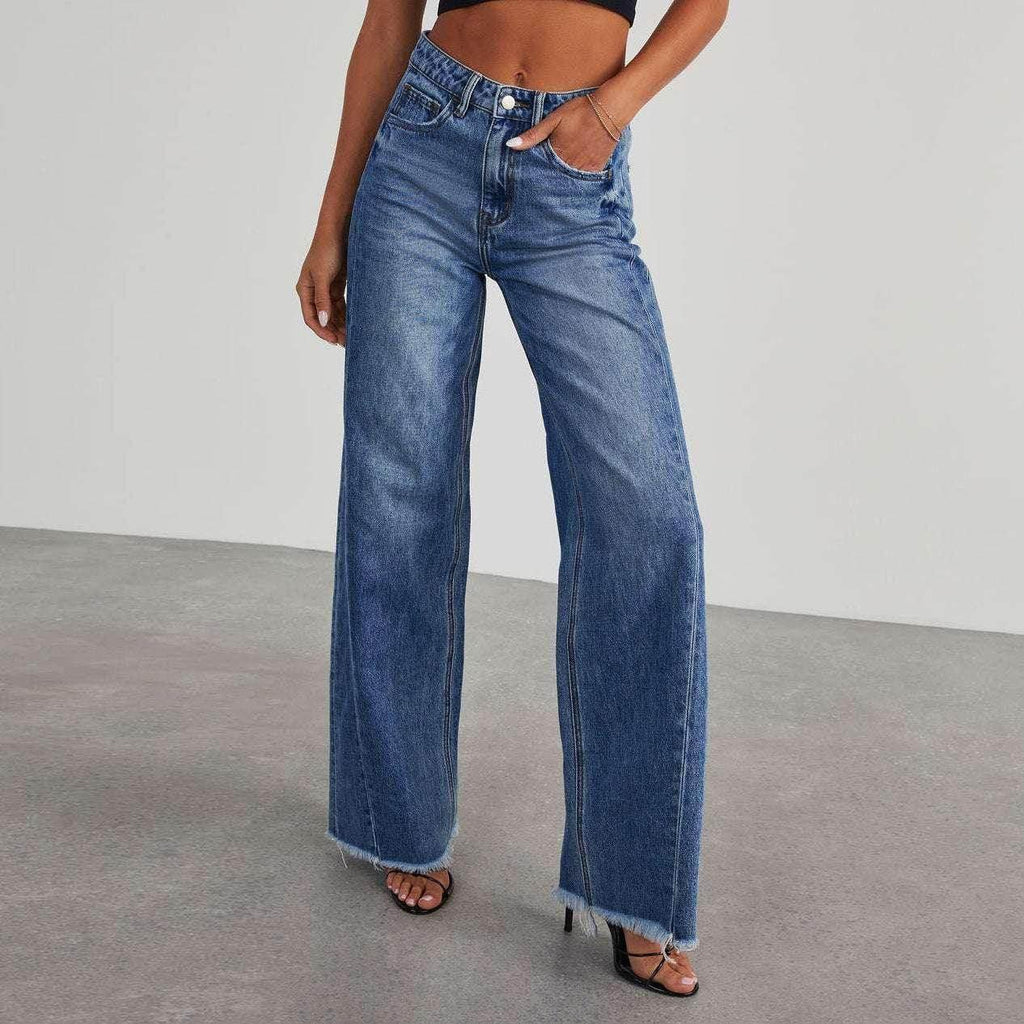High Waist Straight Jeans with Pockets – Women - ZA-Zola