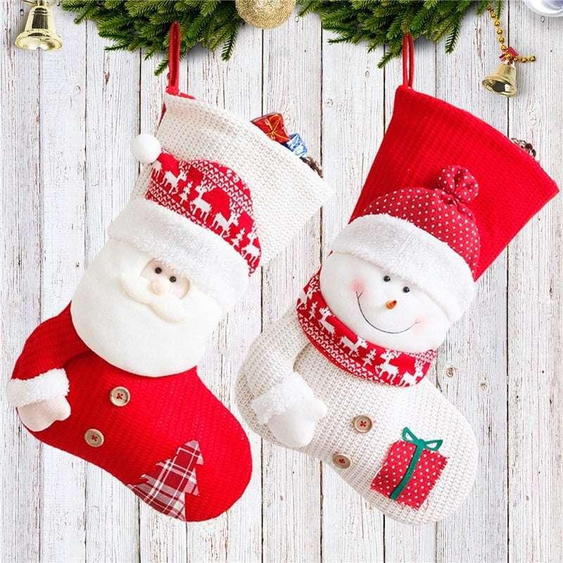 Knitted Christmas Stocking Santa Fireplace Decor - ZA-Zola