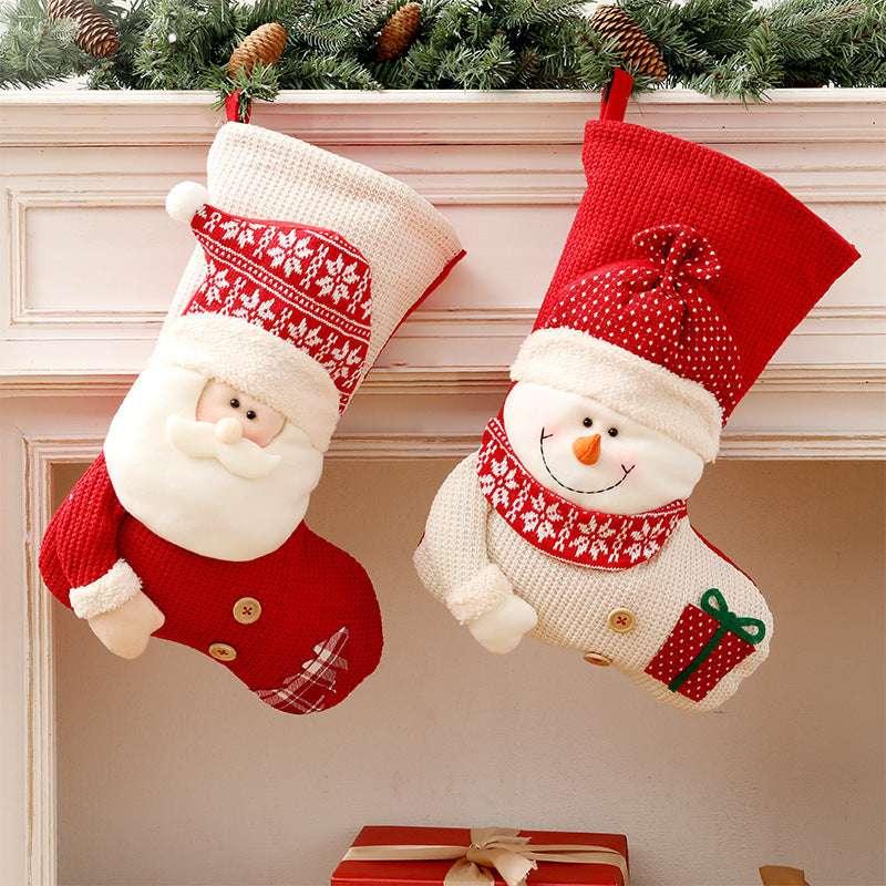 Knitted Christmas Stocking Santa Fireplace Decor - ZA-Zola