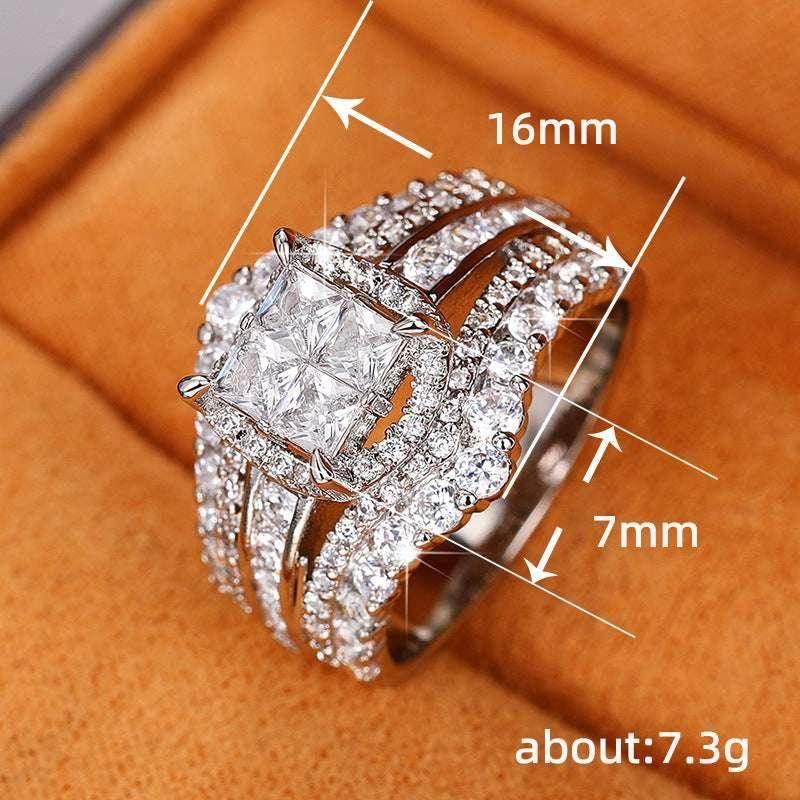 Square Crown Zircon Ring – White Gold for Women - ZA-Zola