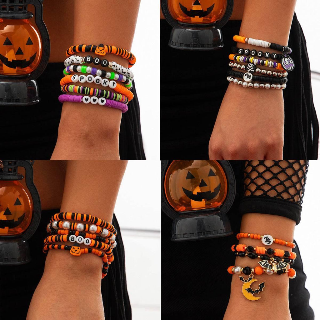 ZA-Zola Bat Crystal Pumpkin Bracelet Set - ZA-Zola