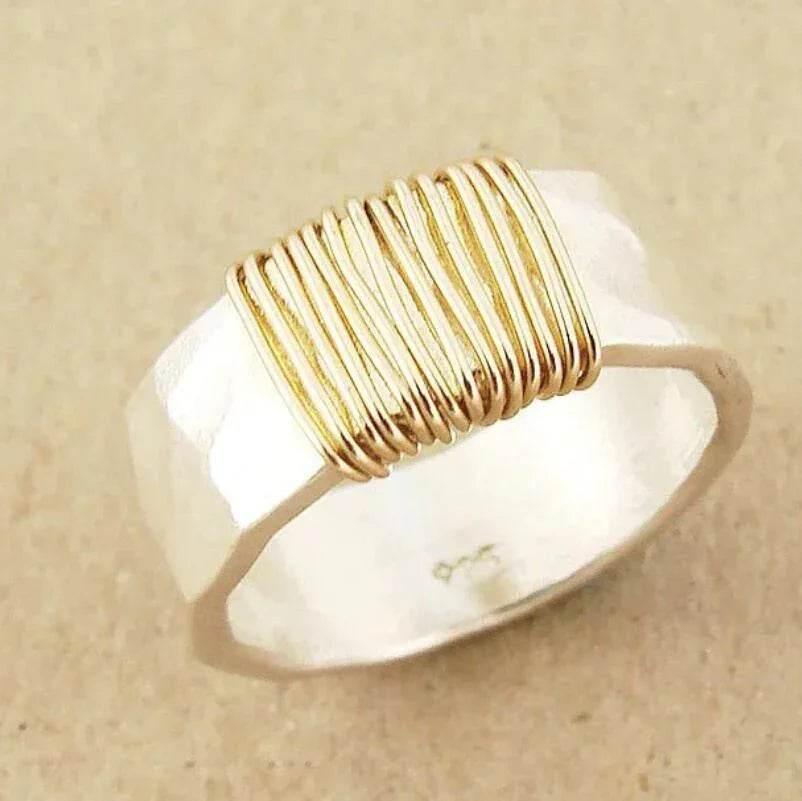 Unisex Geometric Wide Face Statement Ring Gold - ZA-Zola
