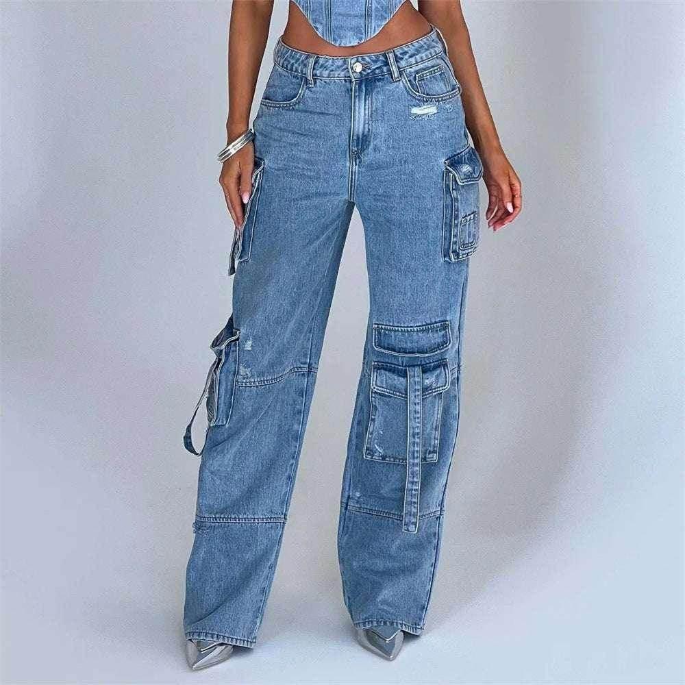 Low Waist Tube Top & Pocket Jeans Suit – Trendy Fit - ZA-Zola