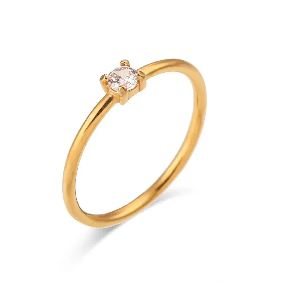Elegant Light Luxury Zircon Birthday Ring Women - ZA-Zola