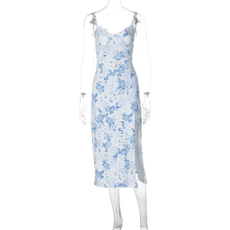 Lace Floral Slit Dress – Sexy Summer Suspender Style - ZA-Zola