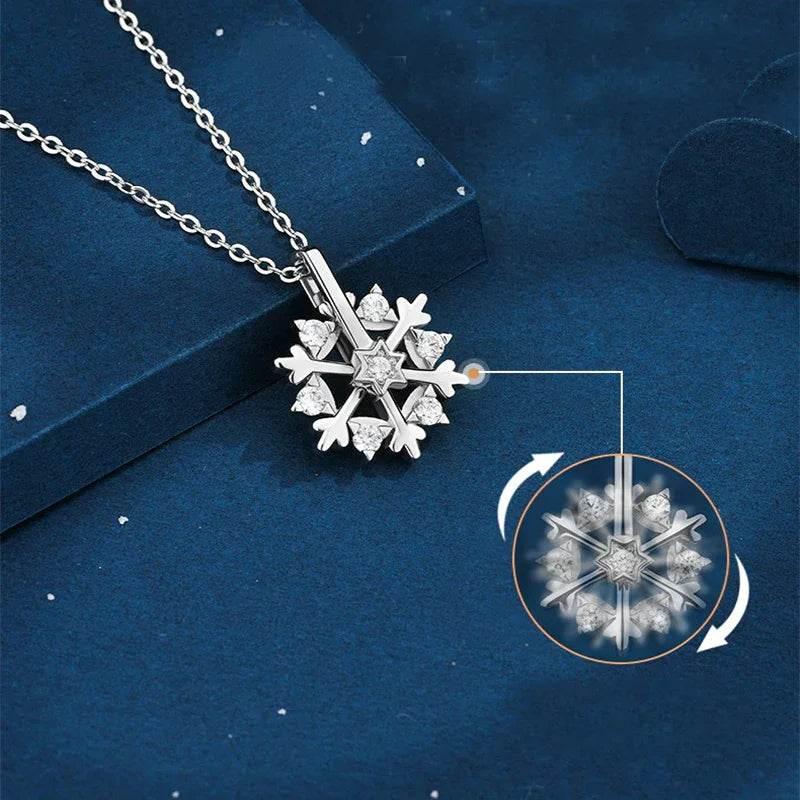 Rotatable 925 Silver Snowflake Necklace – Shop Now - ZA-Zola