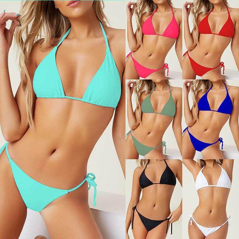 Pure Color Halter Bikini | Sexy Swimsuit – Buy Now - ZA-Zola