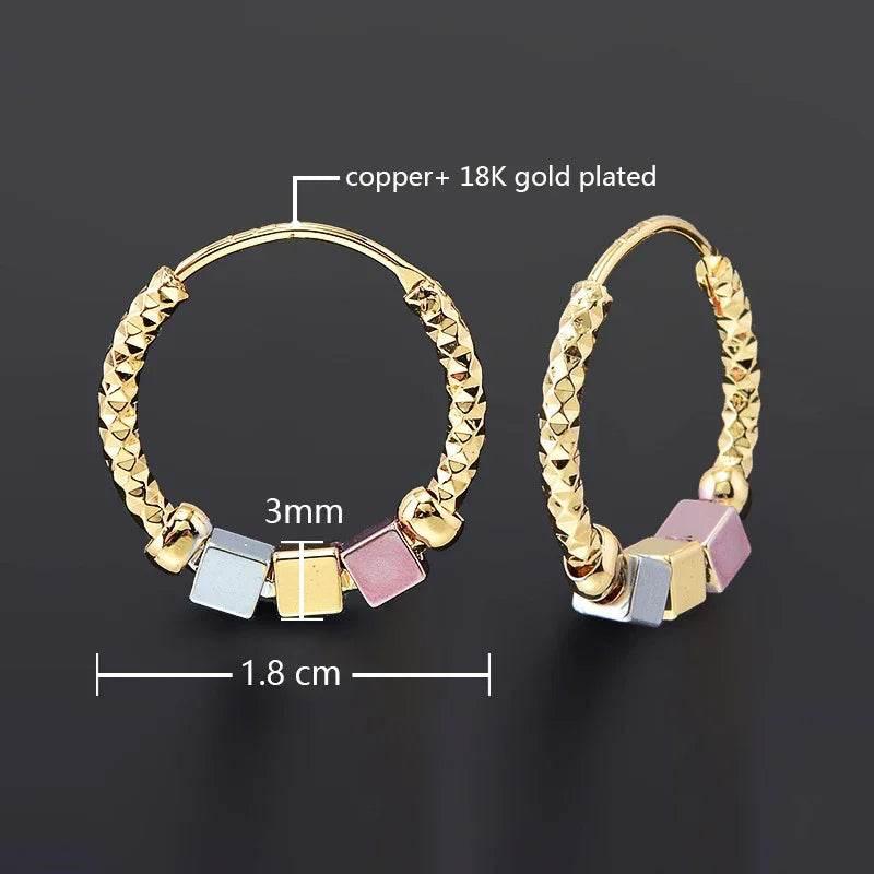Gold Contrast Hollow Rosette Hoop Earrings - ZA-Zola