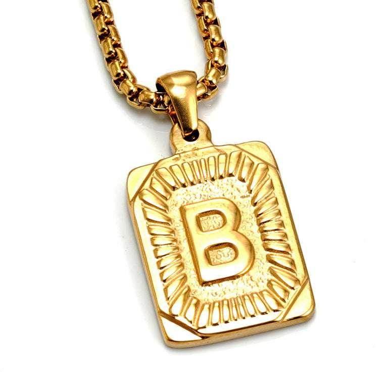 18K Gold Letter Pendant Pearl Chain Necklace - ZA-Zola