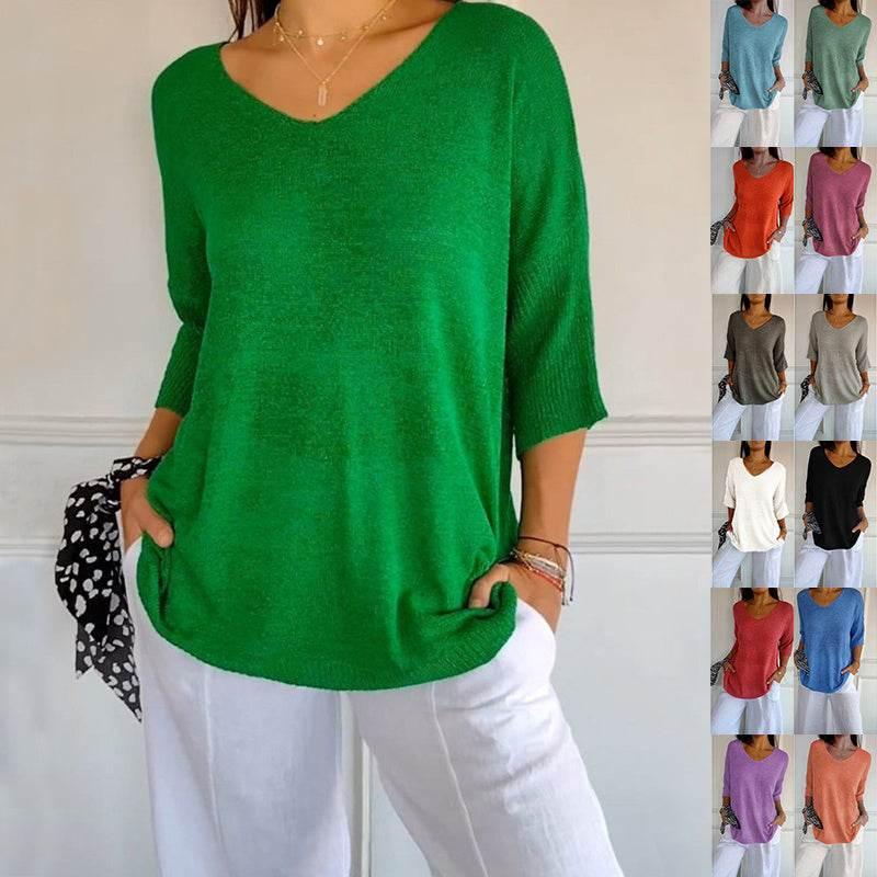 Fully Fashioned Knitwear Women’s V-Neck Sweater - ZA-Zola