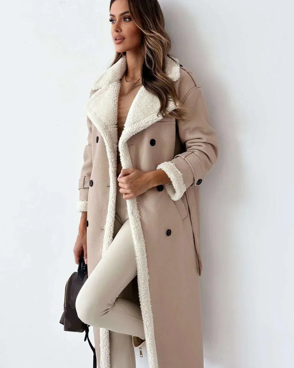Women Winter Trench Coat – Belted Double Breasted Long Jacket - ZA-Zola