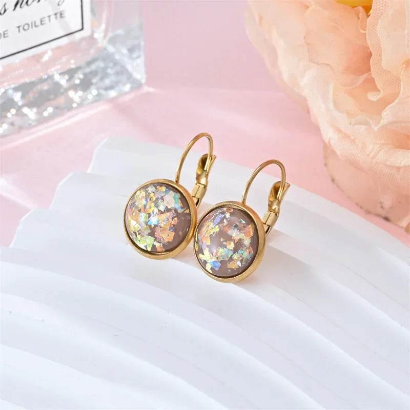 Sequin Rhinestone Stainless Steel Earrings - ZA-Zola
