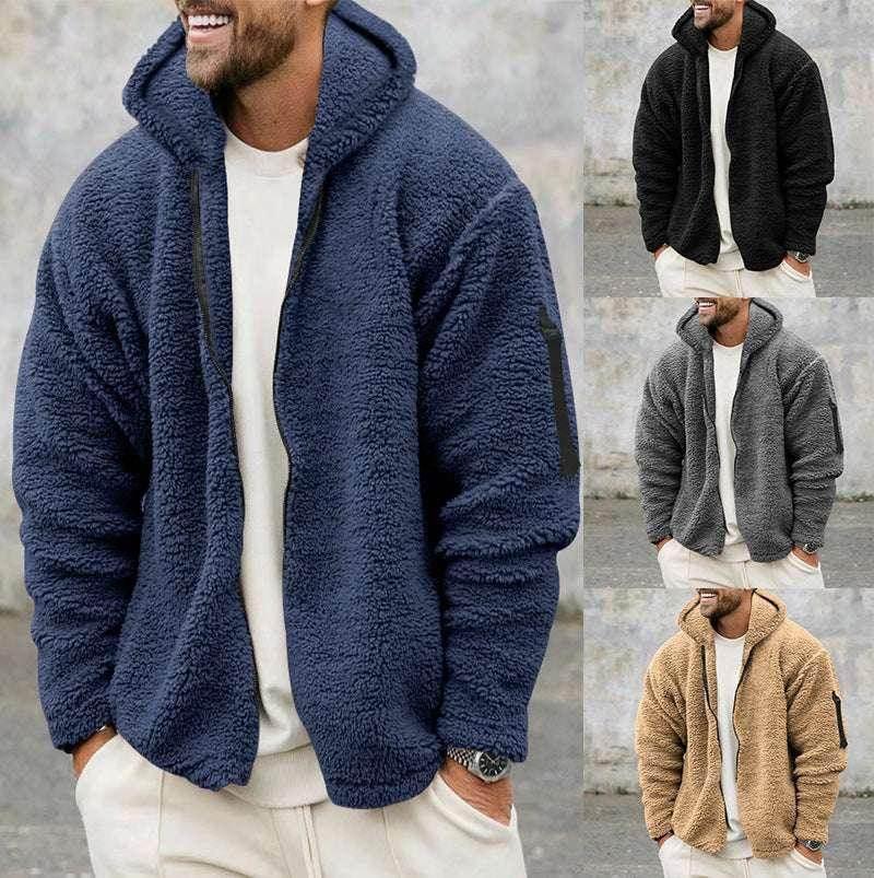 Plush Hooded Jacket – Men's Double-Sided Fleece Warm Coat - ZA-Zola