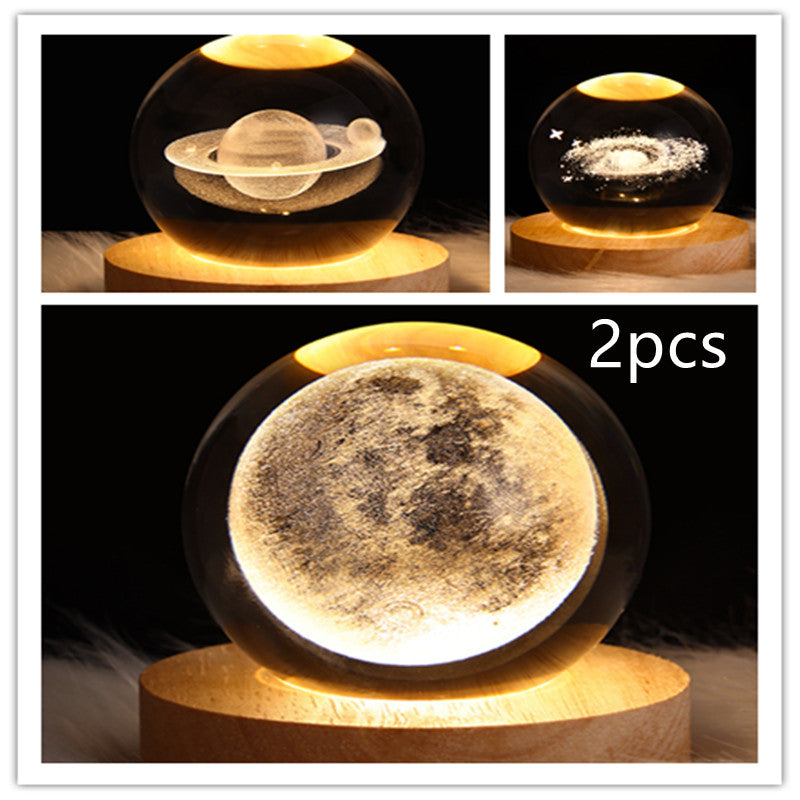 LED Galaxy Crystal Ball Night Light 3D Planet Moon Lamp | ZA-Zola
