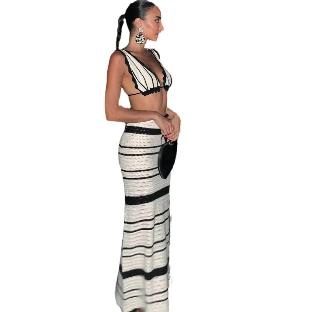 Chic Women's Striped Holiday Casual Dress Suit | Trendy & Comfortable - ZA-Zola