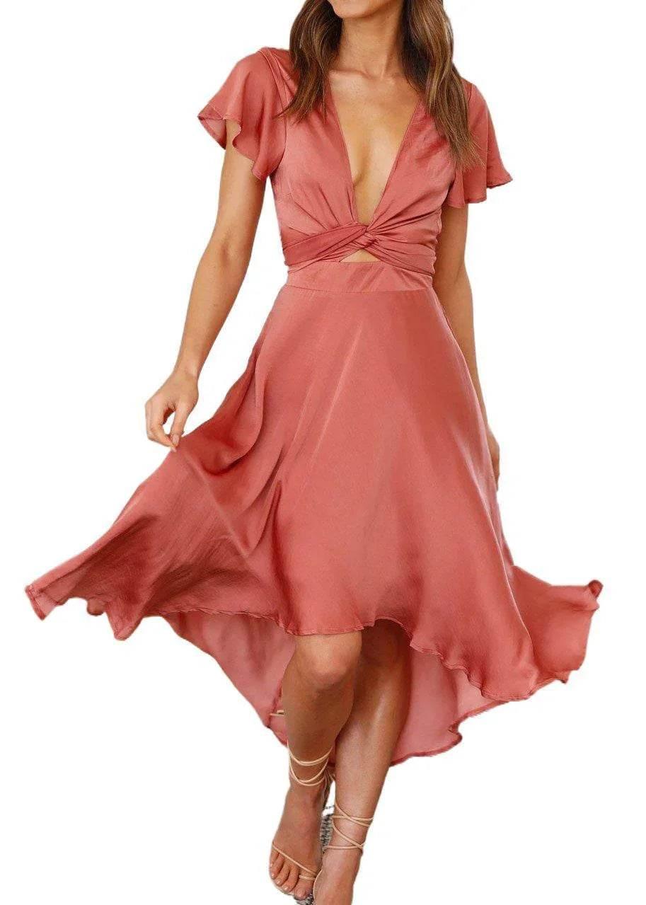 Summer Irregular V-Neck Dress – Light & Breezy - ZA-Zola