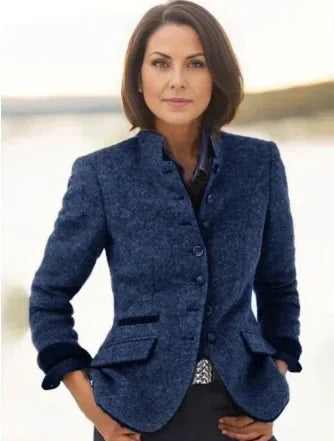 Color Block Woolen Jacket Women Office Style - ZA-Zola