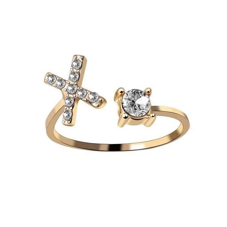 Adjustable A–Z Initial Ring for Women with Zircon - ZA-Zola