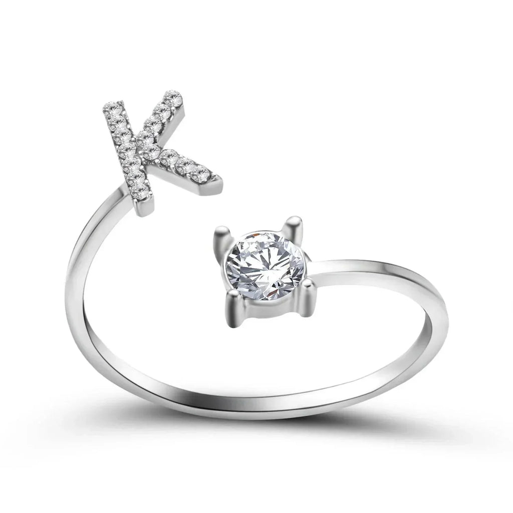 Adjustable A–Z Initial Ring for Women with Zircon - ZA-Zola