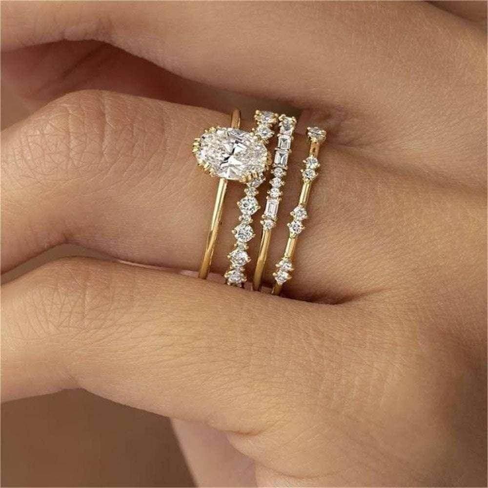 Gold Fashion Ring Set – 3 or 4-Piece for Women - ZA-Zola
