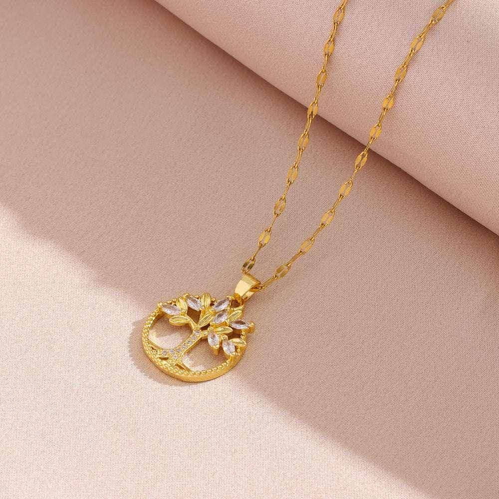 Retro Tree of Life Zircon Pendant Necklace - ZA-Zola