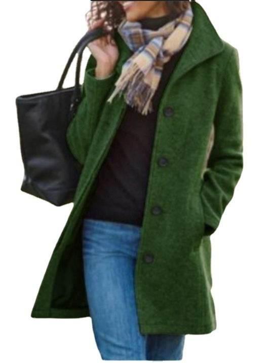 Winter Single Breasted Lapel Coat – Slim Mid-Length Jacket - ZA-Zola