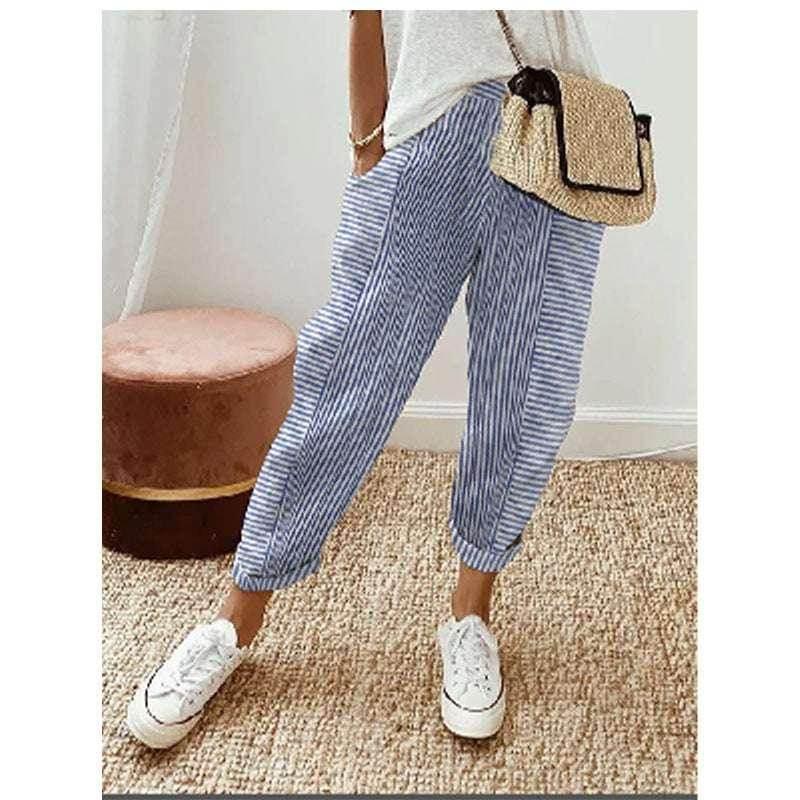 Striped Summer Loose Pants – Women’s Casual Trousers - ZA-Zola