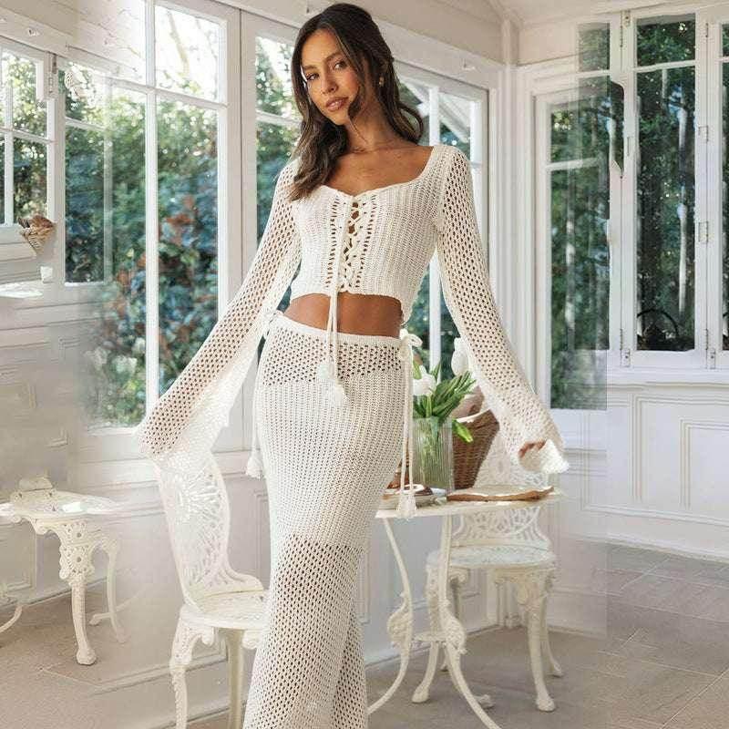 Women's Hollow Beach Bikini with Skirt Set - ZA-Zola