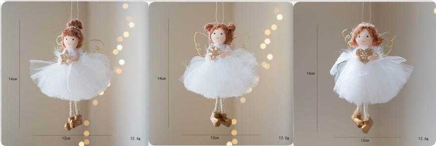 Christmas Angel Girl Pendant White Tulle Skirt & Golden Wings - ZA-Zola