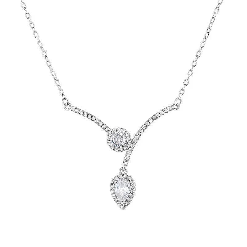Elegant V-Shaped Zircon Water Drop Necklace - ZA-Zola